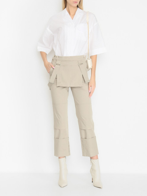 Джинсы из хлопка с подворотами и ремнями Max Mara - МодельОбщийВид