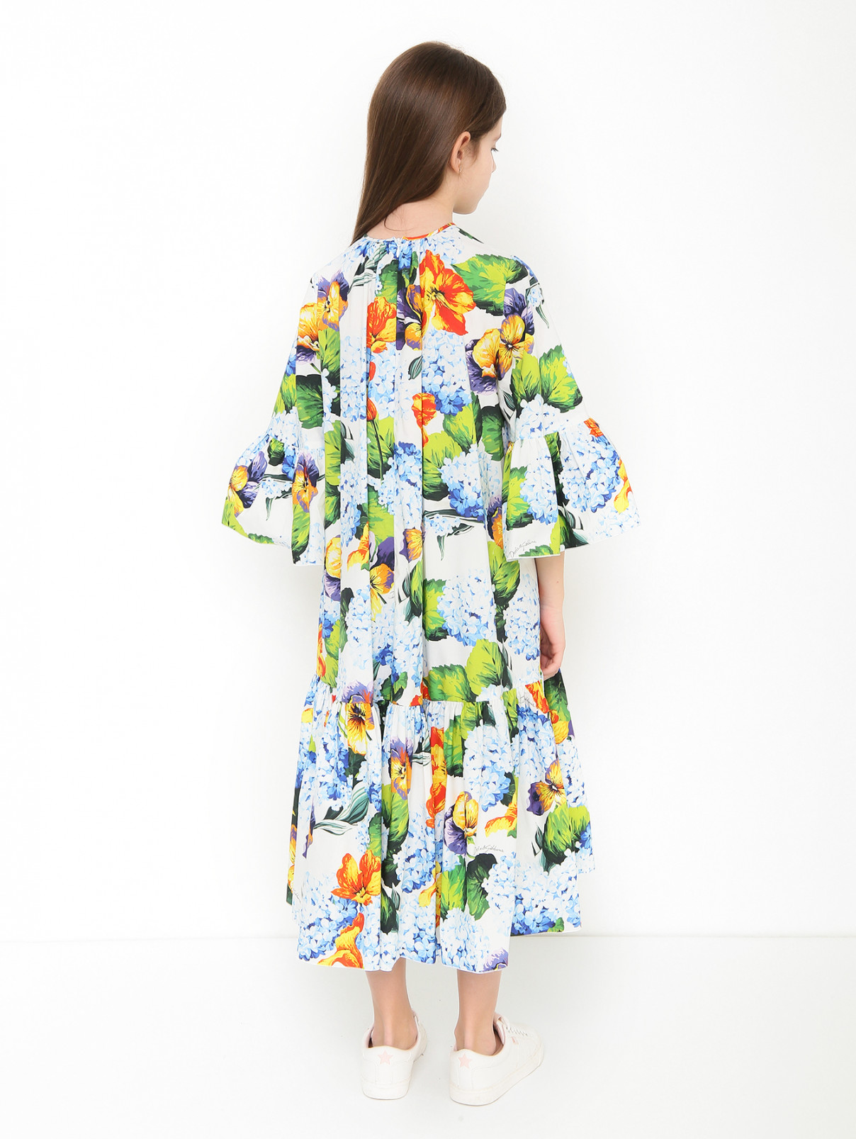 Хлопковое платье с коротким рукавом Dolce & Gabbana  –  МодельВерхНиз1  – Цвет:  Узор