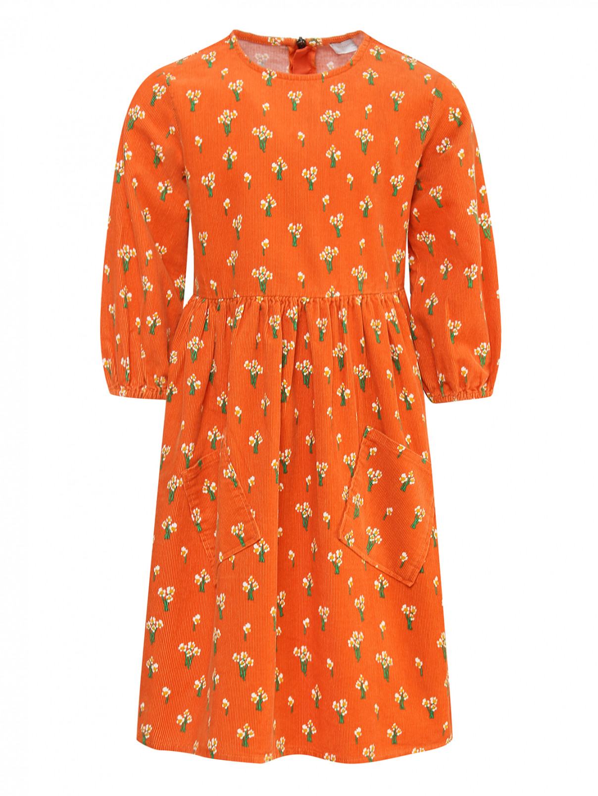 Платье из микровельвета с карманами Stella McCartney kids  –  Общий вид  – Цвет:  Узор