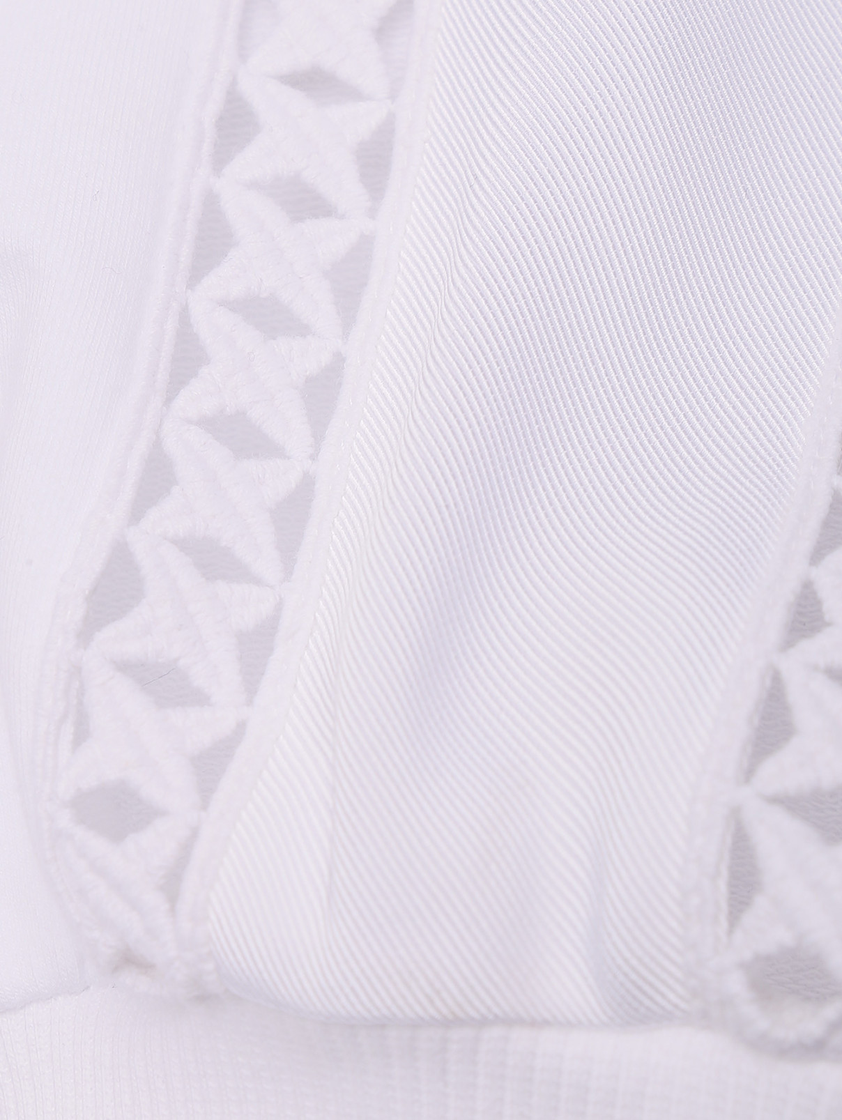 Бомбер из хлопка на молнии с вышивкой Alberta Ferretti  –  Деталь1  – Цвет:  Белый