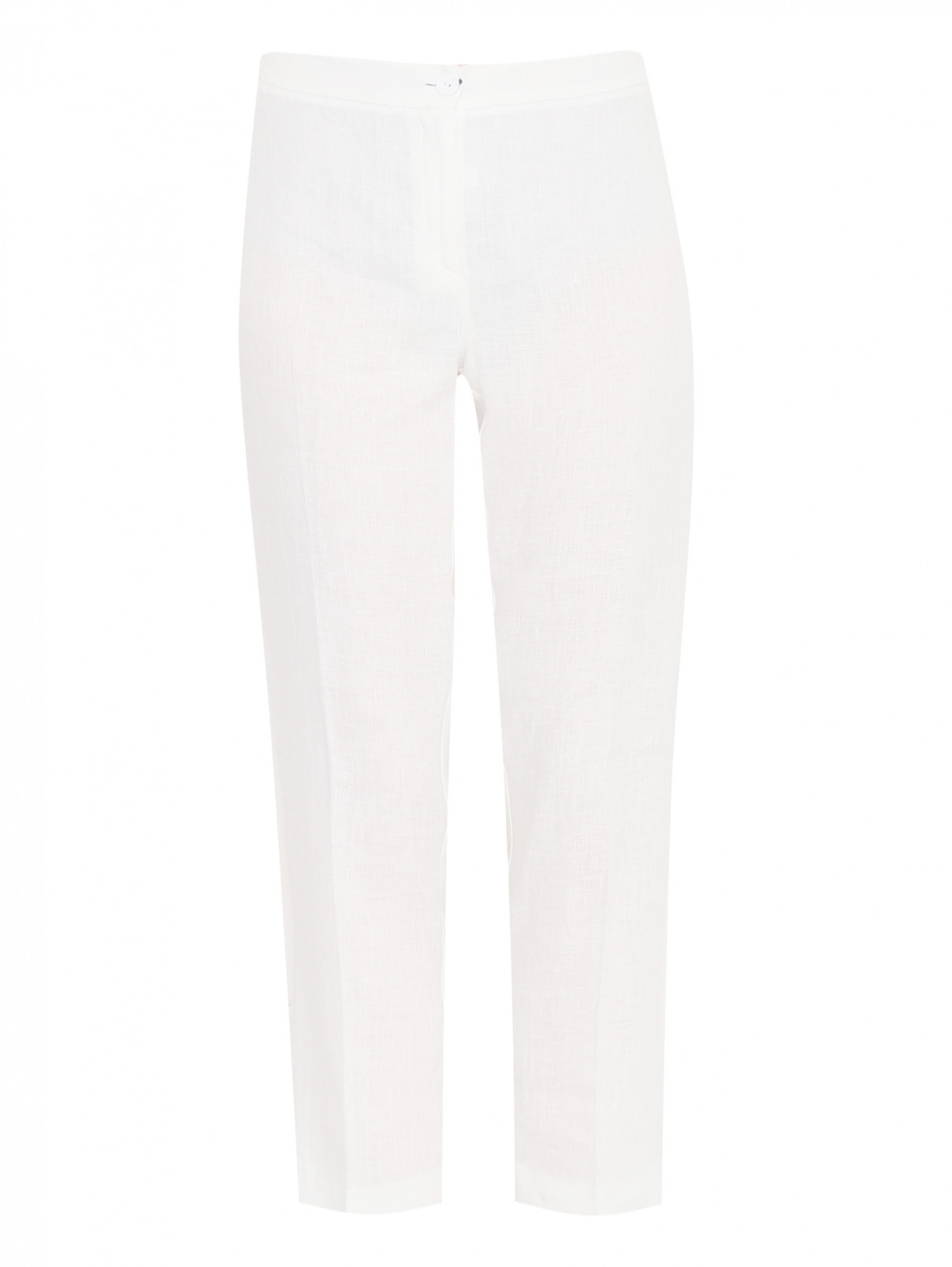 Укороченные брюки из льна Marina Rinaldi  –  Общий вид  – Цвет:  Белый
