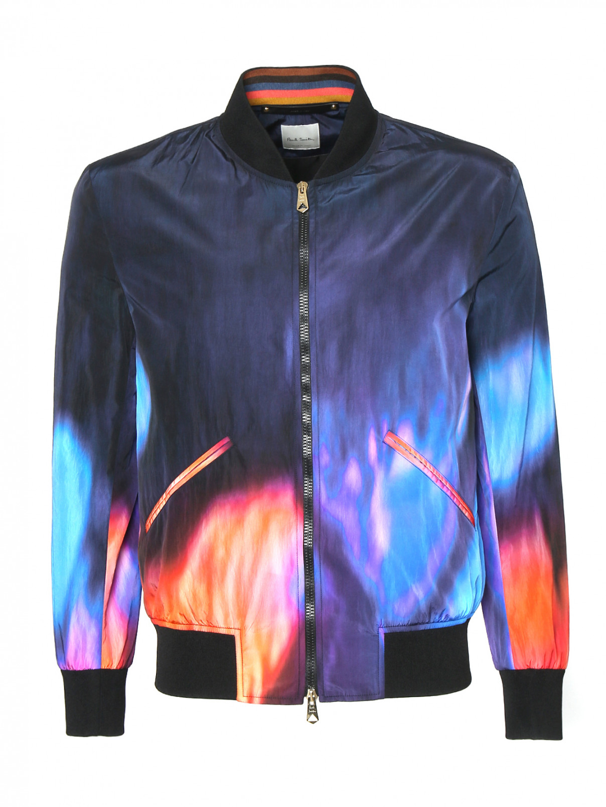 Куртка на молнии с узором Paul Smith  –  Общий вид  – Цвет:  Синий