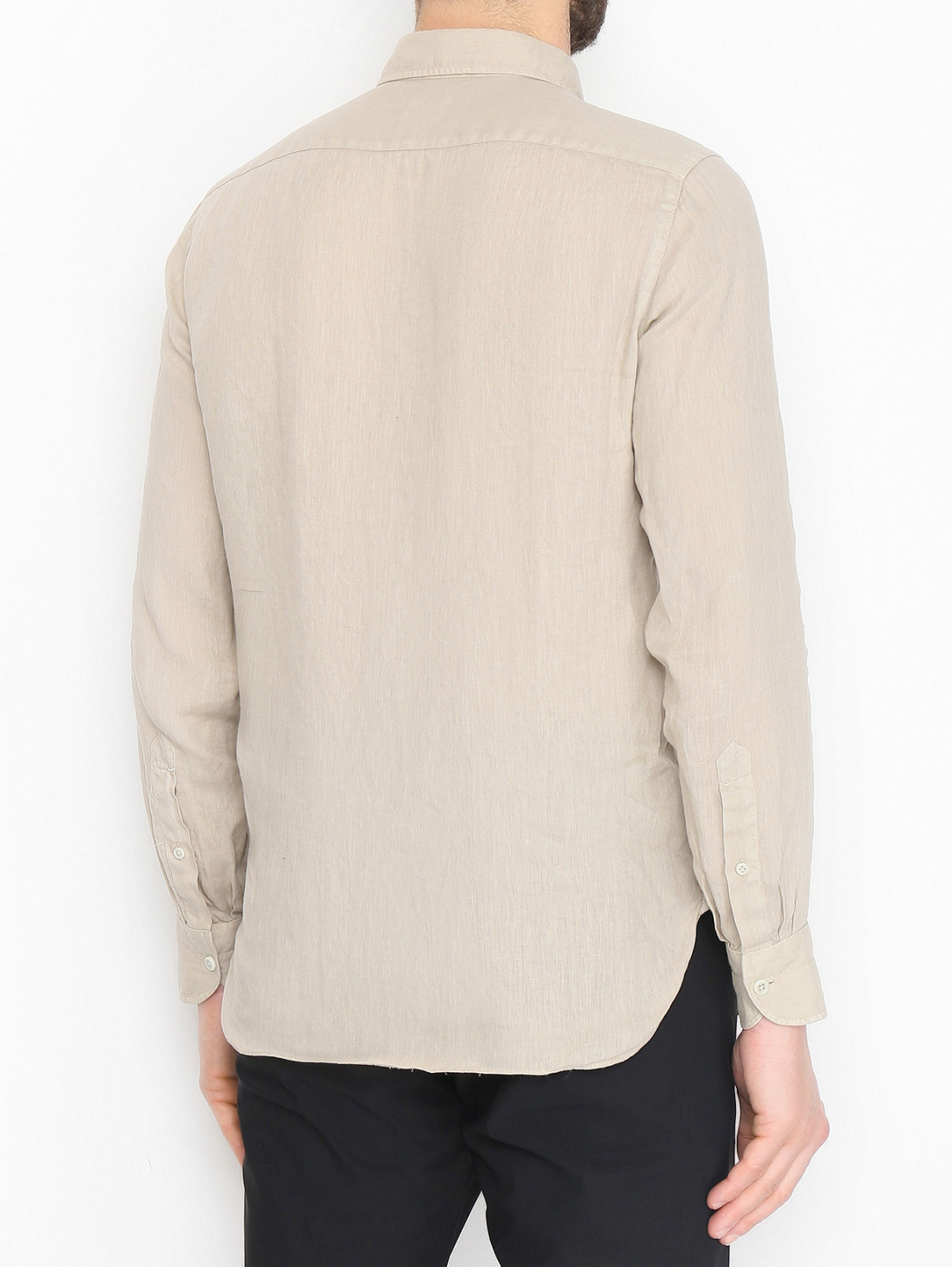 Рубашка изо льна с карманами Giampaolo  –  МодельВерхНиз1  – Цвет:  Бежевый