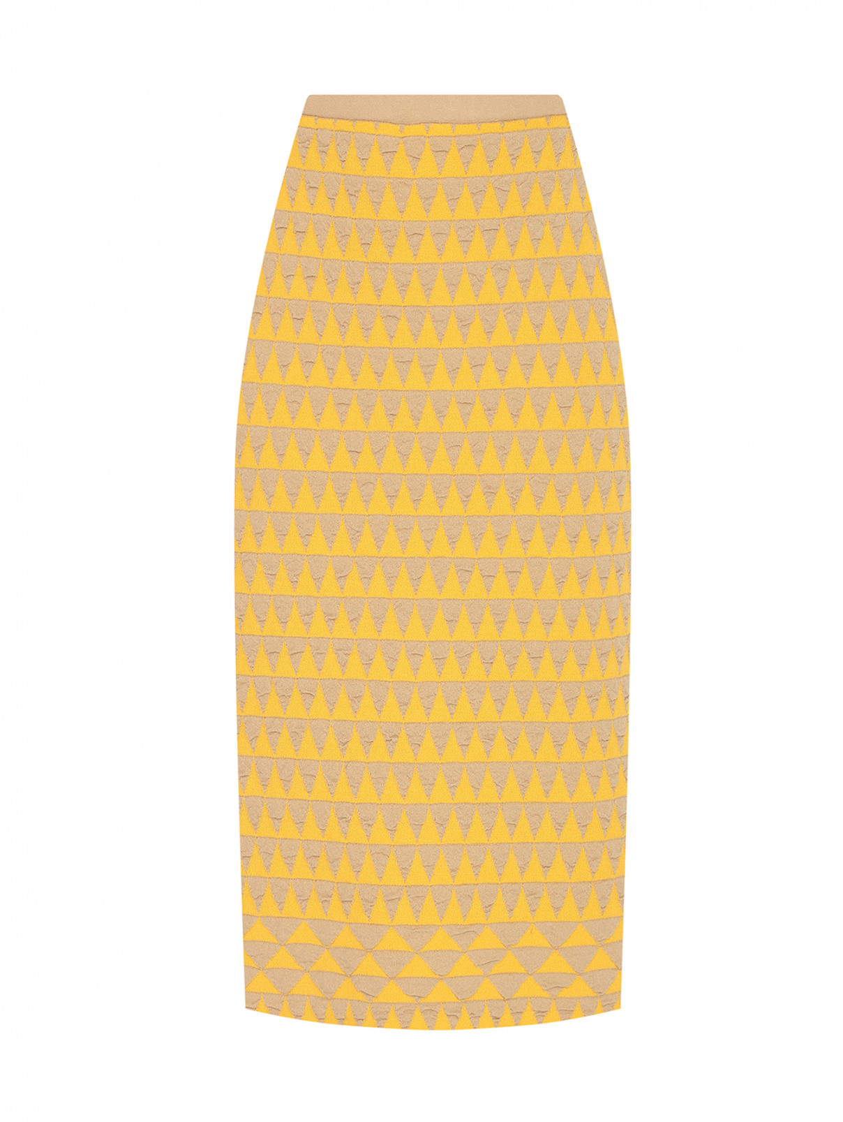 Трикотажная юбка прямого кроя Marina Rinaldi  –  Общий вид  – Цвет:  Желтый