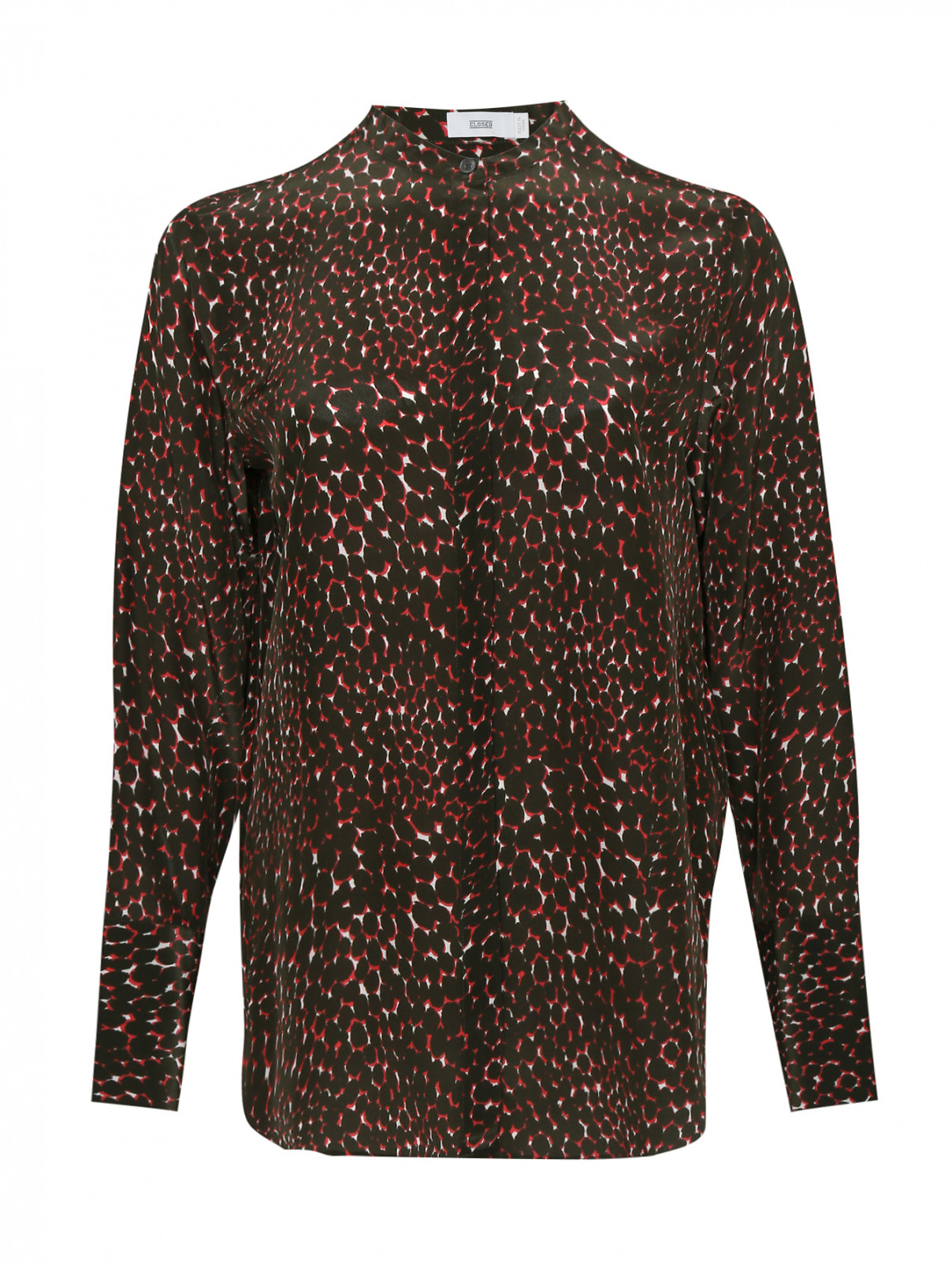 Блуза из вискозы и шелка с узором CLOSED  –  Общий вид  – Цвет:  Коричневый