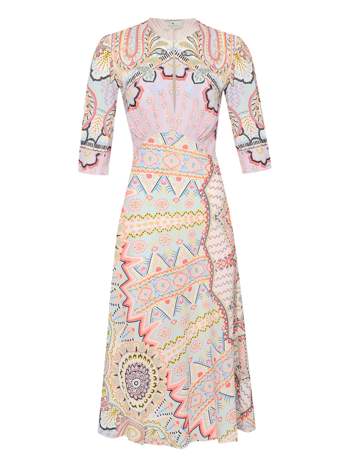 Платье-миди с узором Etro  –  Общий вид  – Цвет:  Мультиколор