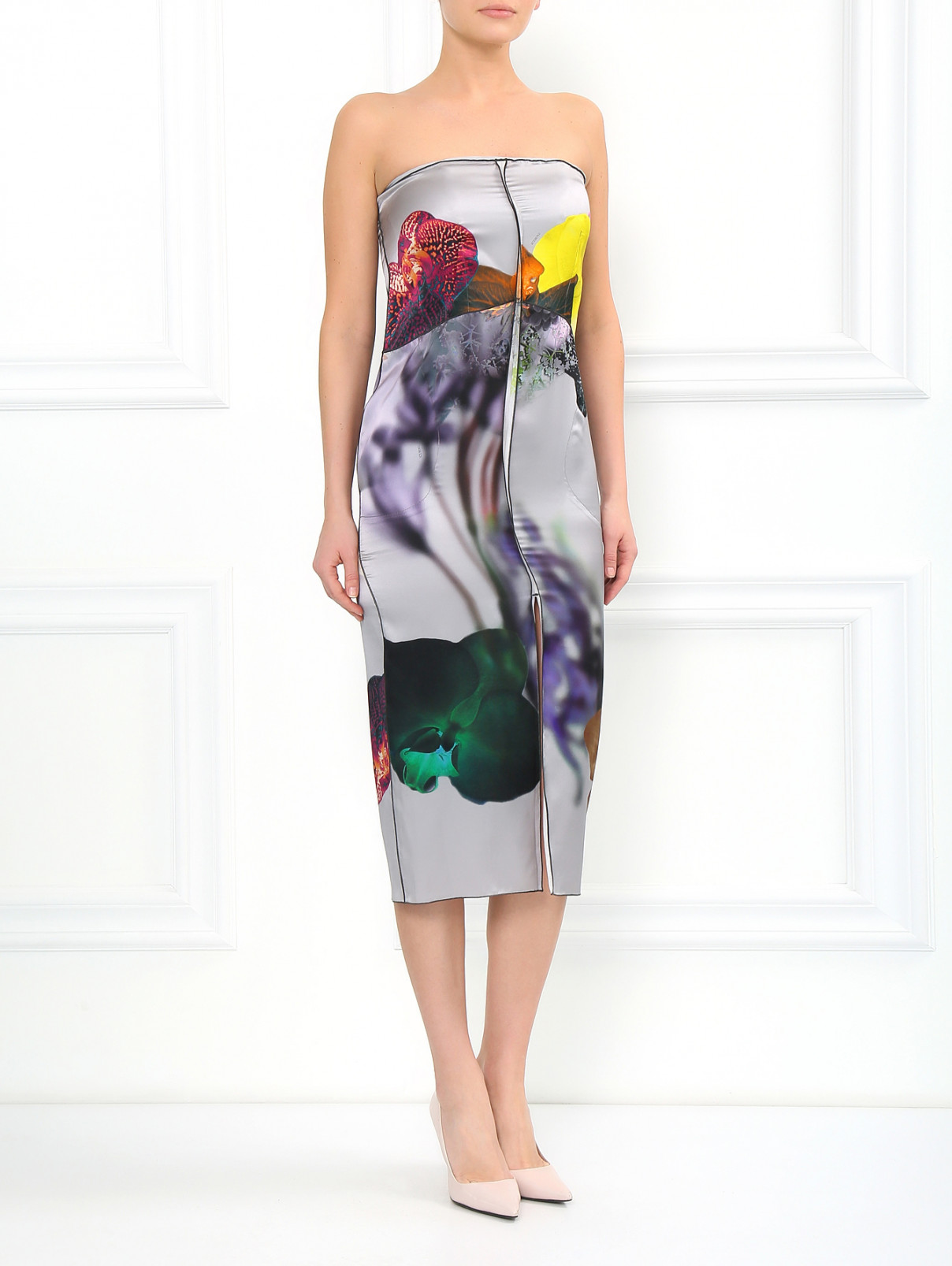 Платье-миди из шелка с цветочным принтом Iceberg  –  Модель Общий вид  – Цвет:  Узор