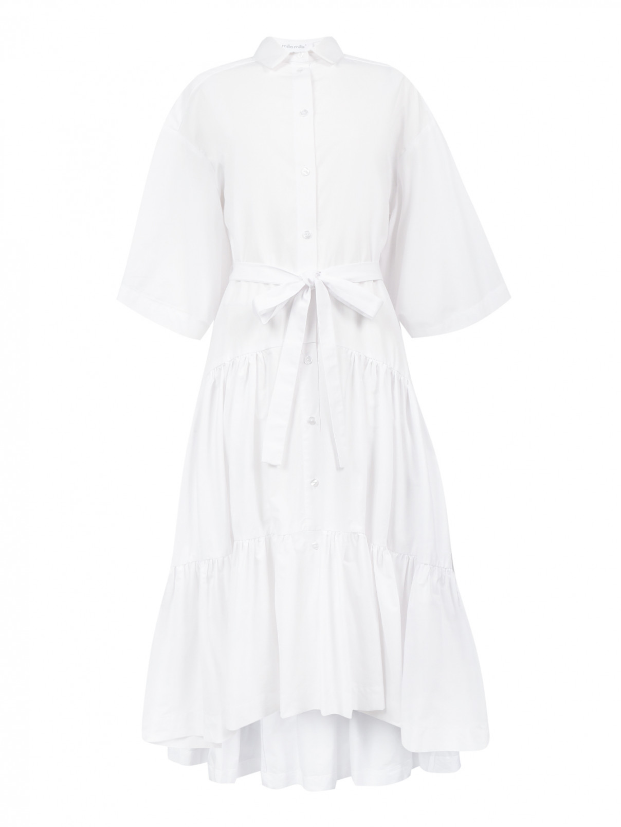 Платье из хлопка асимметричного кроя Milla Milla  –  Общий вид  – Цвет:  Белый