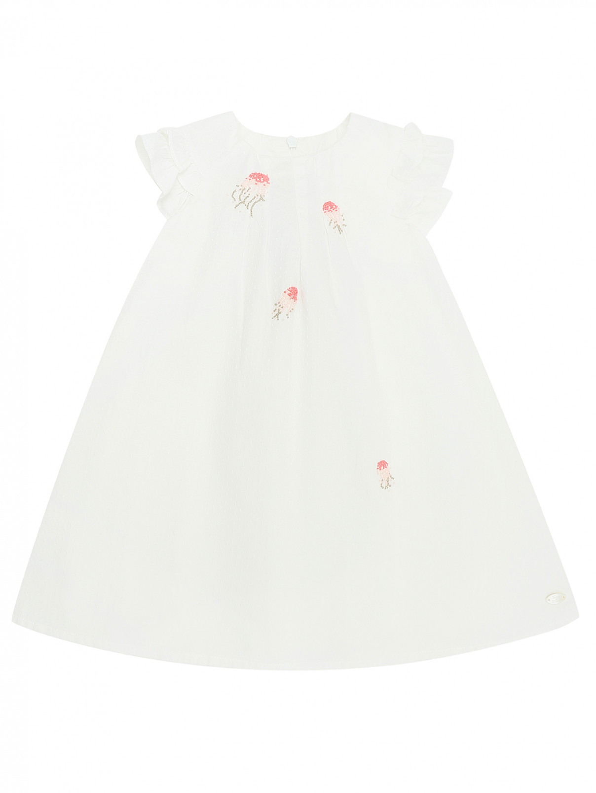 Платье из хлопка с вышивкой Tartine Et Chocolat  –  Общий вид  – Цвет:  Белый