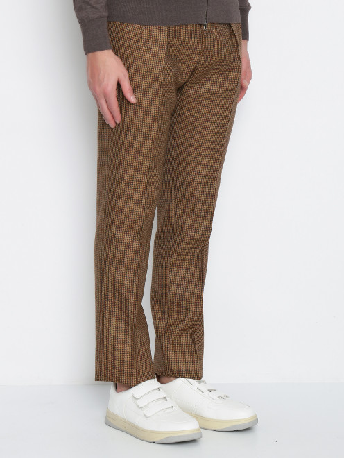 Брюки из шерсти с узором LARDINI - МодельВерхНиз