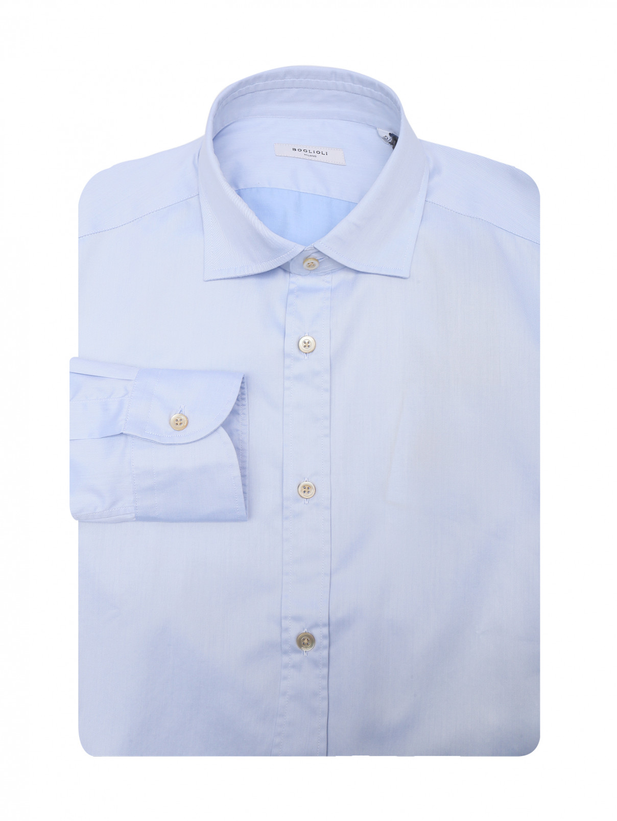 Рубашка из хлопка прямого кроя Boglioli  –  Общий вид  – Цвет:  Синий