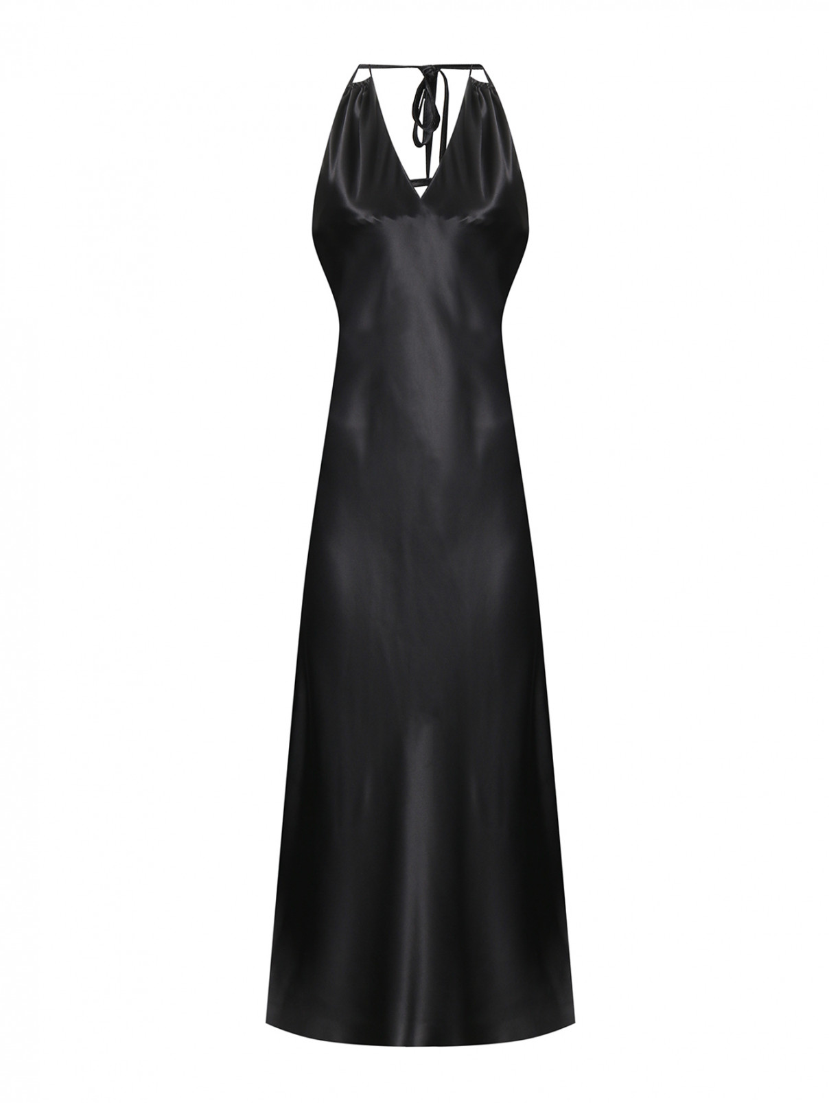 Платье-комбинация из шелка LARDINI  –  Общий вид  – Цвет:  Черный