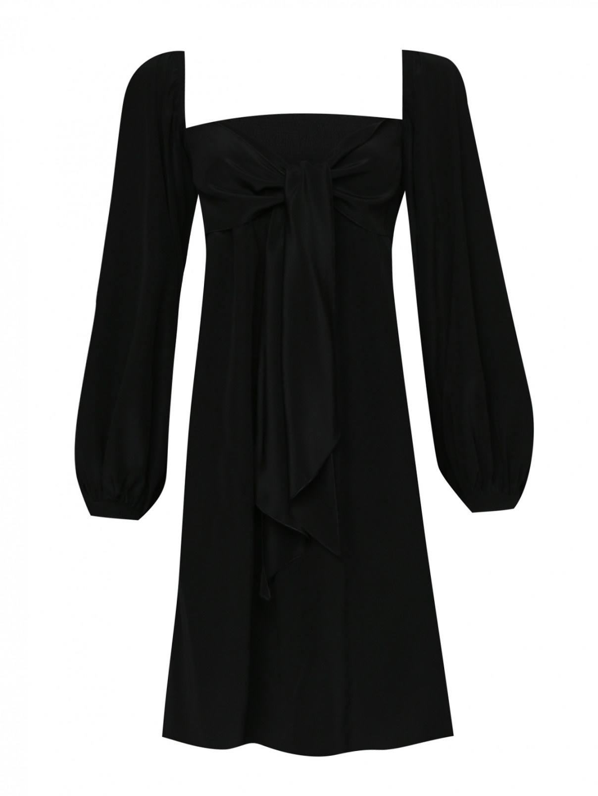 Платье из шелка с открытыми плечами Dorothee Schumacher  –  Общий вид  – Цвет:  Черный