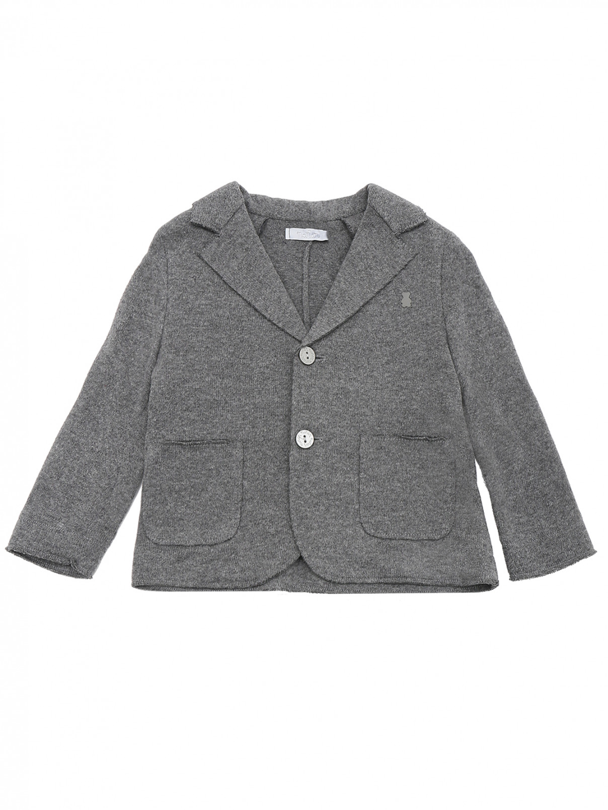 Пиджак трикотажный с карманами Nanan  –  Общий вид  – Цвет:  Серый