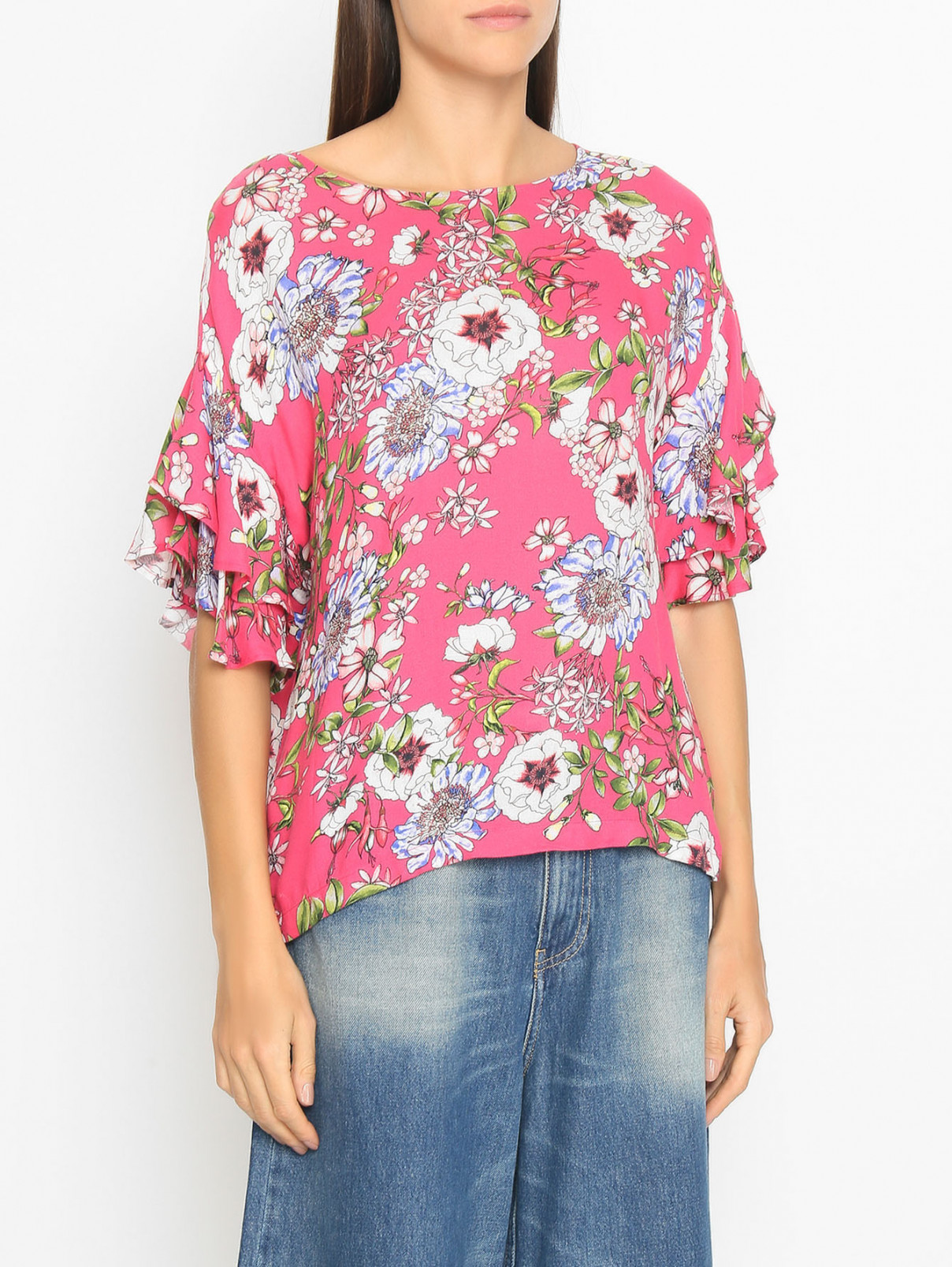 Блуза из вискозы с цветочным узором S.Oliver  –  МодельВерхНиз  – Цвет:  Узор