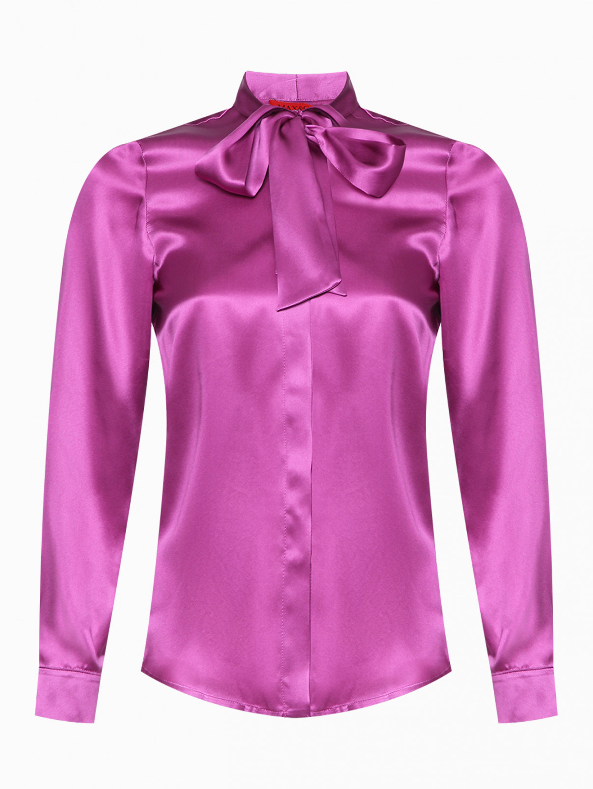 Блуза из шелка с бантом Max&Co  –  Общий вид  – Цвет:  Фиолетовый