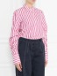 Блуза из хлопка в полоску с драпированными рукавами Mo&Co  –  МодельВерхНиз