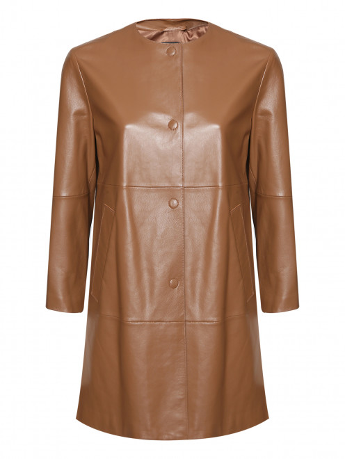 Пальто из кожи с карманами Weekend Max Mara - Общий вид