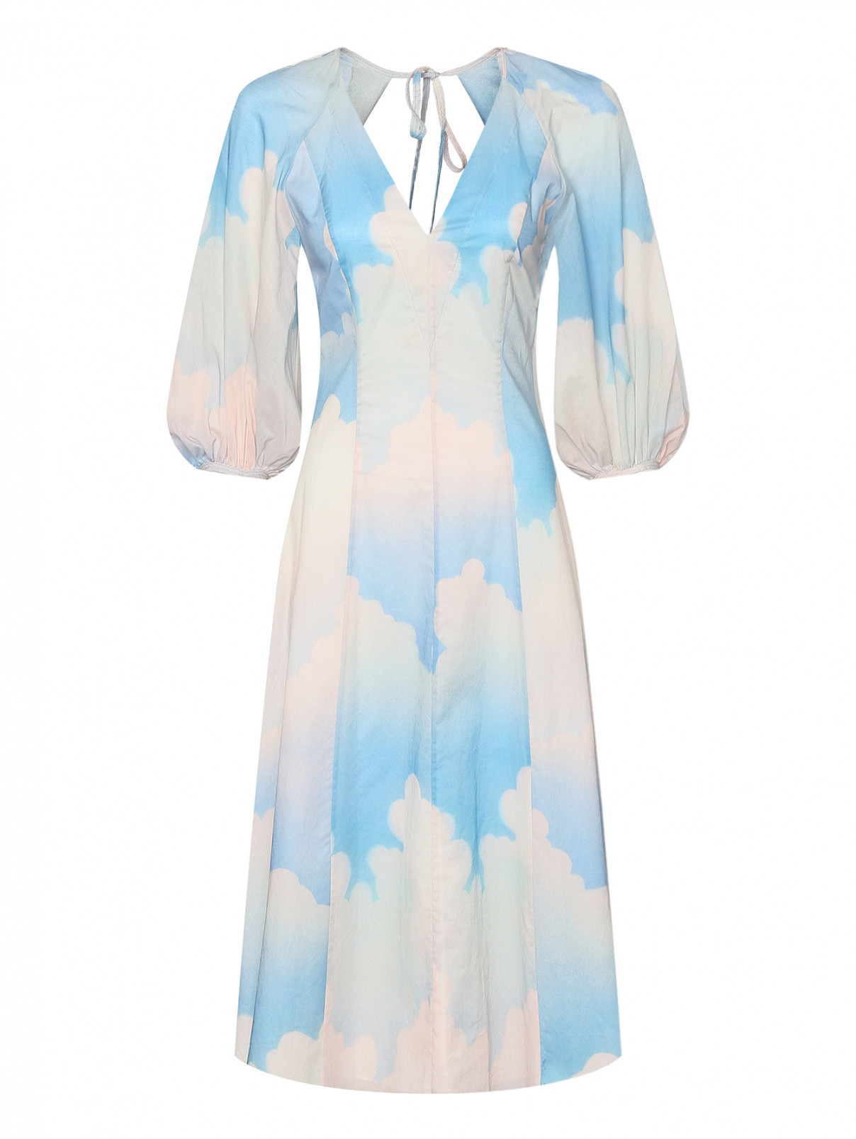 Платье из хлопка с вырезом на спинке Paul Smith  –  Общий вид  – Цвет:  Синий