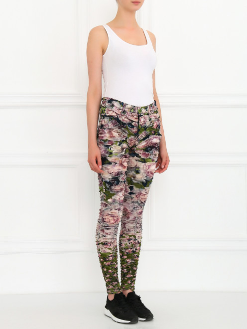Укороченные брюки с цветочным узором Jean Paul Gaultier - Модель Общий вид