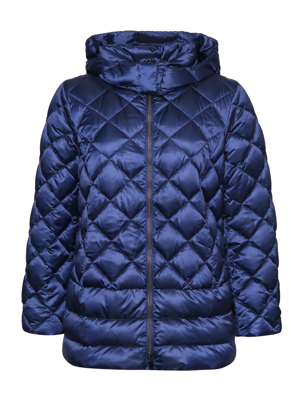 Куртка стеганая с капюшоном Marina Rinaldi  –  Общий вид  – Цвет:  Синий
