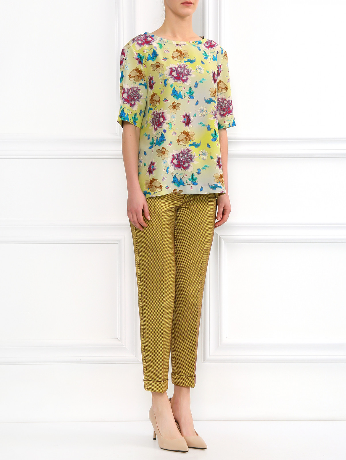 Блуза из шелка с цветочным узором Etro  –  Модель Общий вид  – Цвет:  Узор