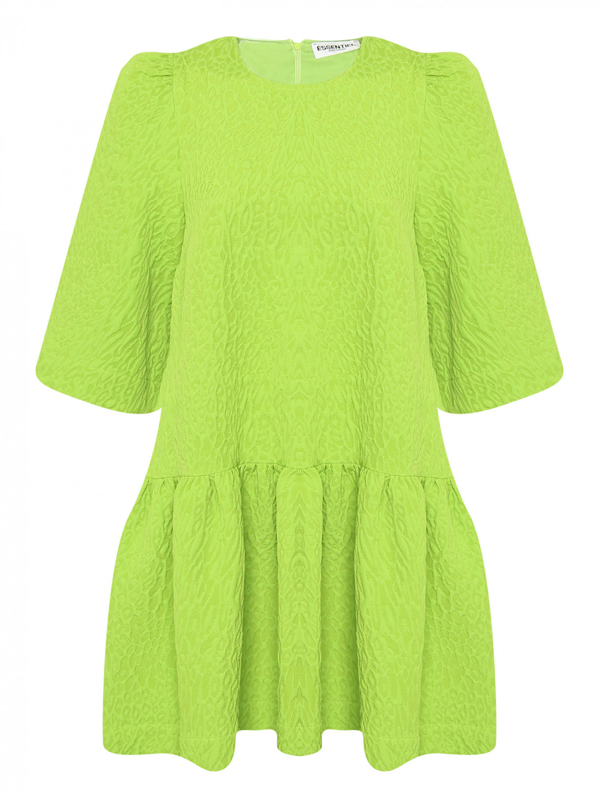 Платье свободного кроя с воланом Essentiel Antwerp  –  Общий вид  – Цвет:  Зеленый