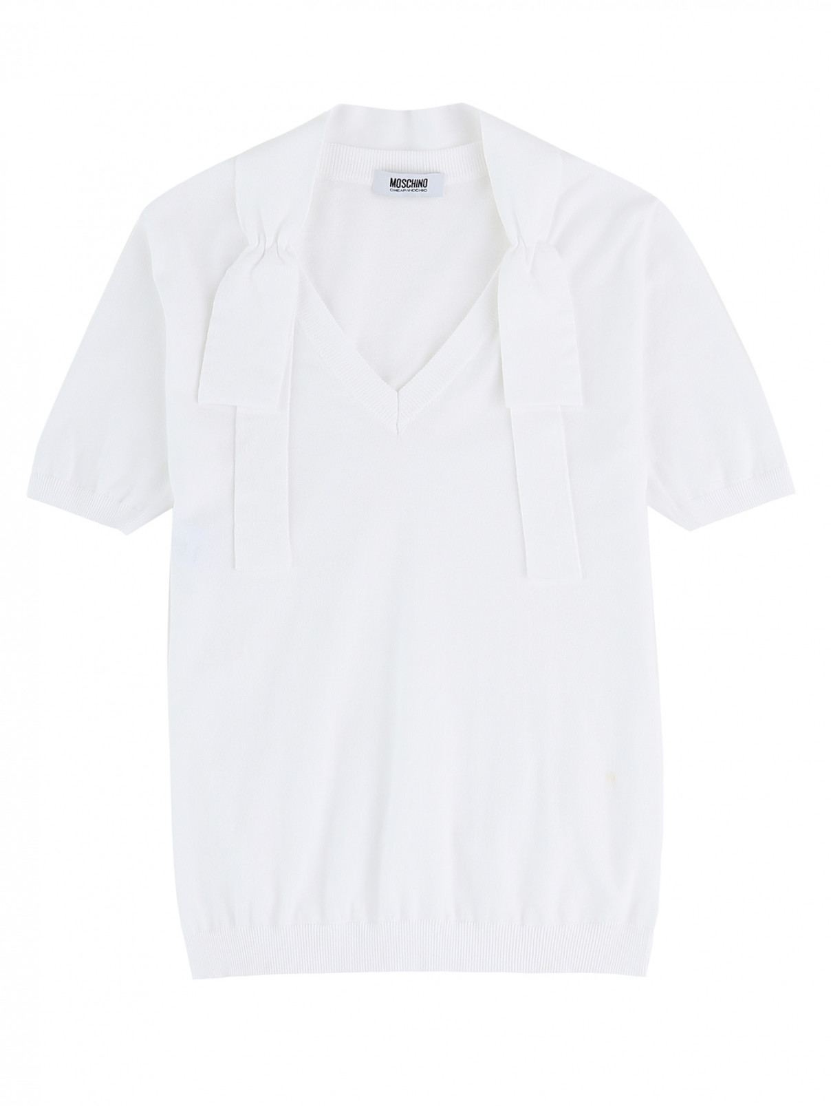 Пуловер с отделкой по горловине Moschino Cheap&Chic  –  Общий вид  – Цвет:  Белый