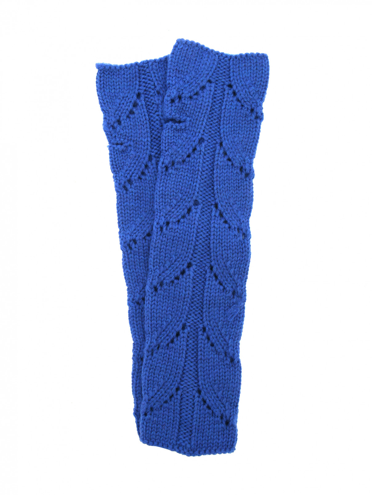 Перчатки-митенки из шерсти MiMiSol  –  Общий вид  – Цвет:  Синий