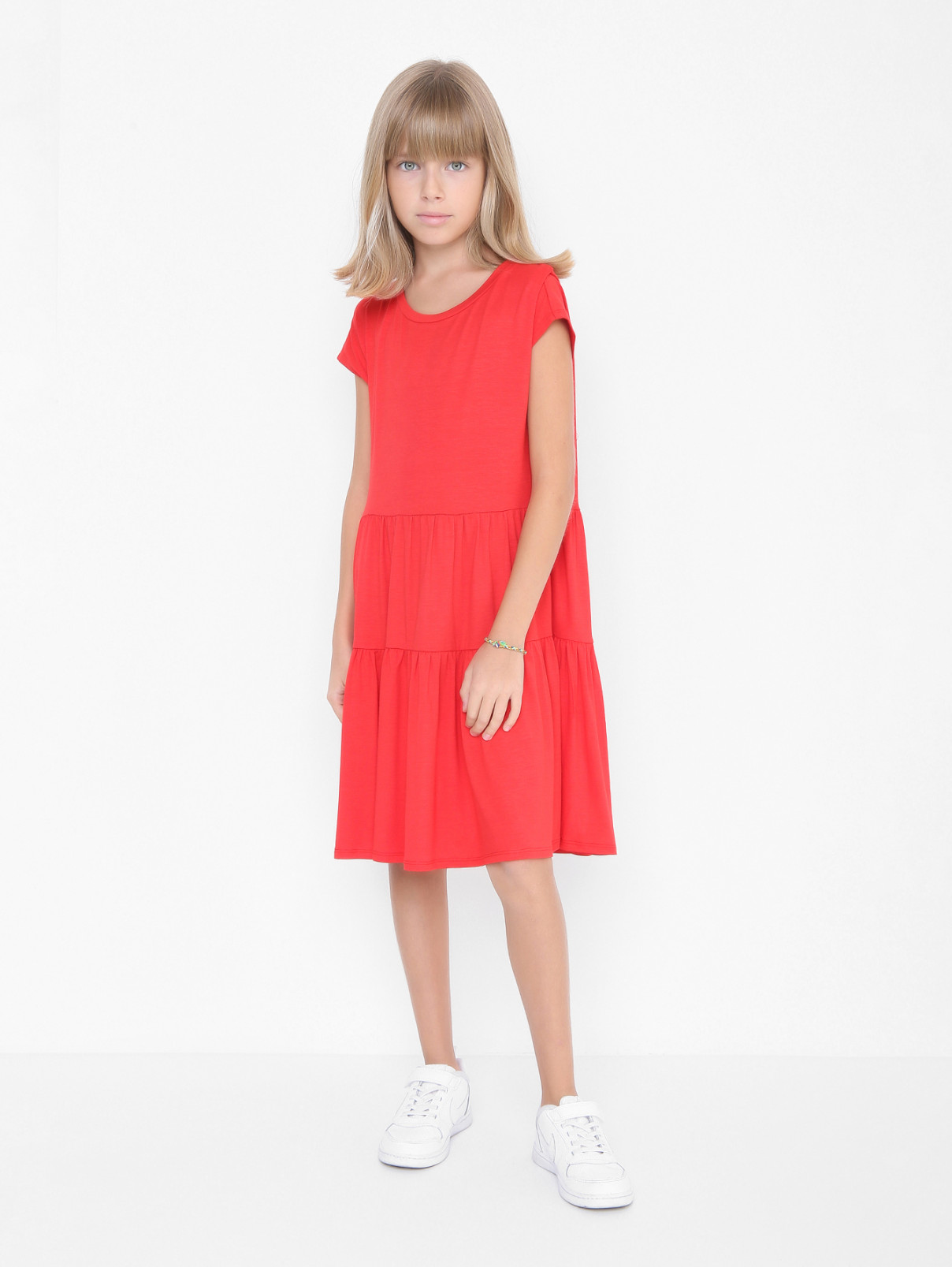 Платье из трикотажа с коротким рукавом DIXIE  –  МодельОбщийВид  – Цвет:  Красный