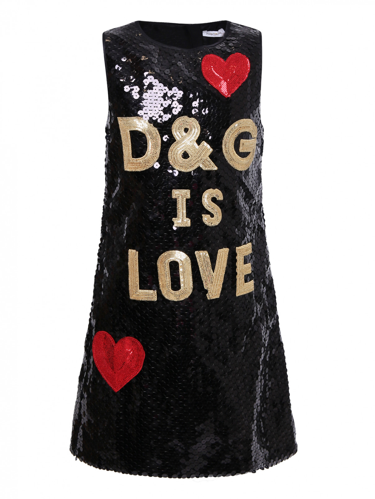 Платье расшитое пайетками Dolce & Gabbana  –  Общий вид  – Цвет:  Черный
