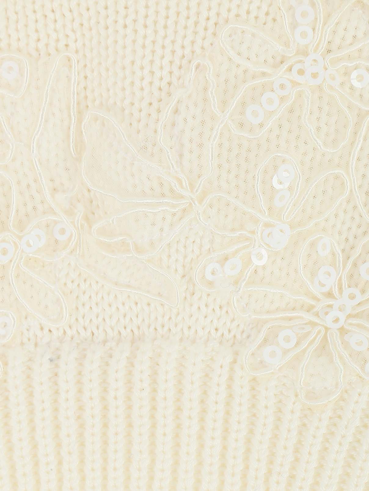Берет из хлопка с кружевным декором IL Trenino  –  Деталь  – Цвет:  Белый