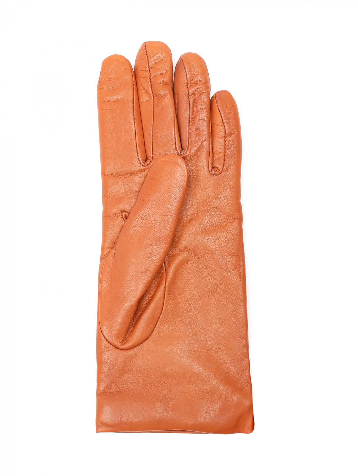 Перчатки из кожи с логотипом Moschino  –  Обтравка1  – Цвет:  Коричневый
