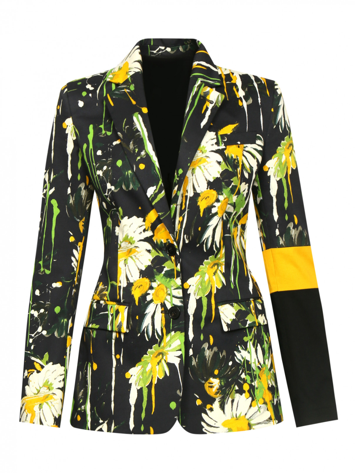 Пиджак из хлопка с цветочным узором Jean Paul Gaultier  –  Общий вид  – Цвет:  Черный