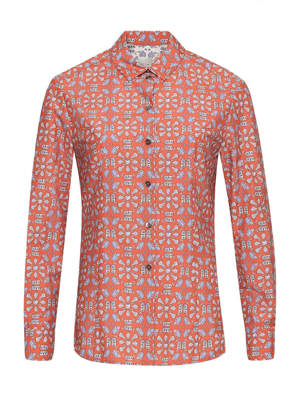 Рубашка из смешанного хлопка с узором Paul Smith  –  Общий вид  – Цвет:  Узор