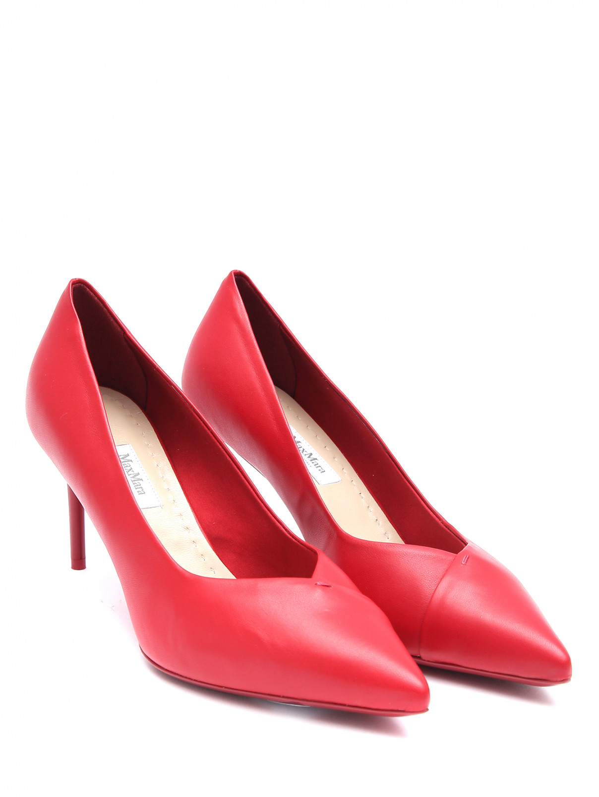Туфли из кожи на высоком каблуке Max Mara  –  Общий вид  – Цвет:  Красный