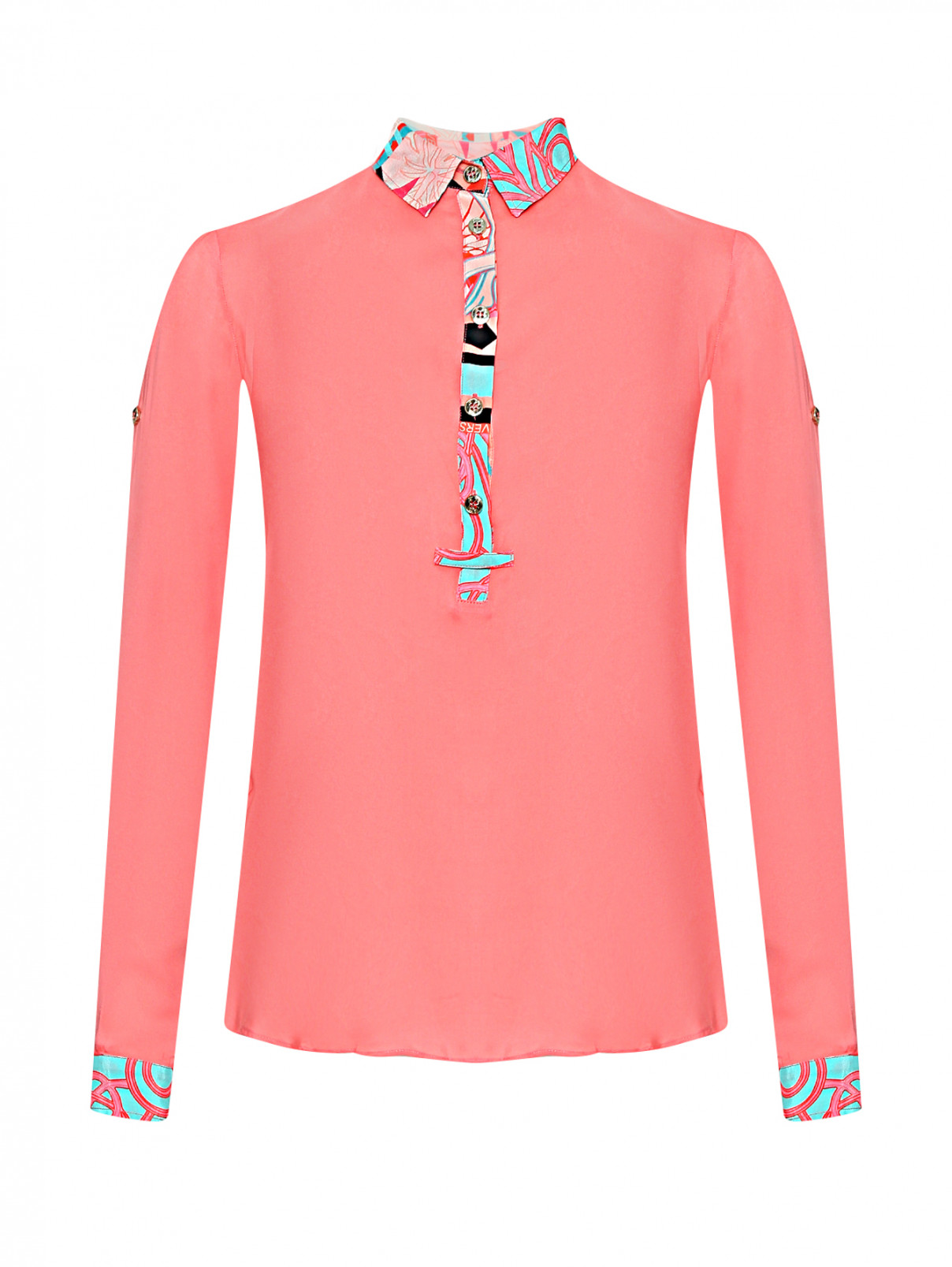 Блуза свободного кроя с узором Versace Jeans  –  Общий вид  – Цвет:  Розовый