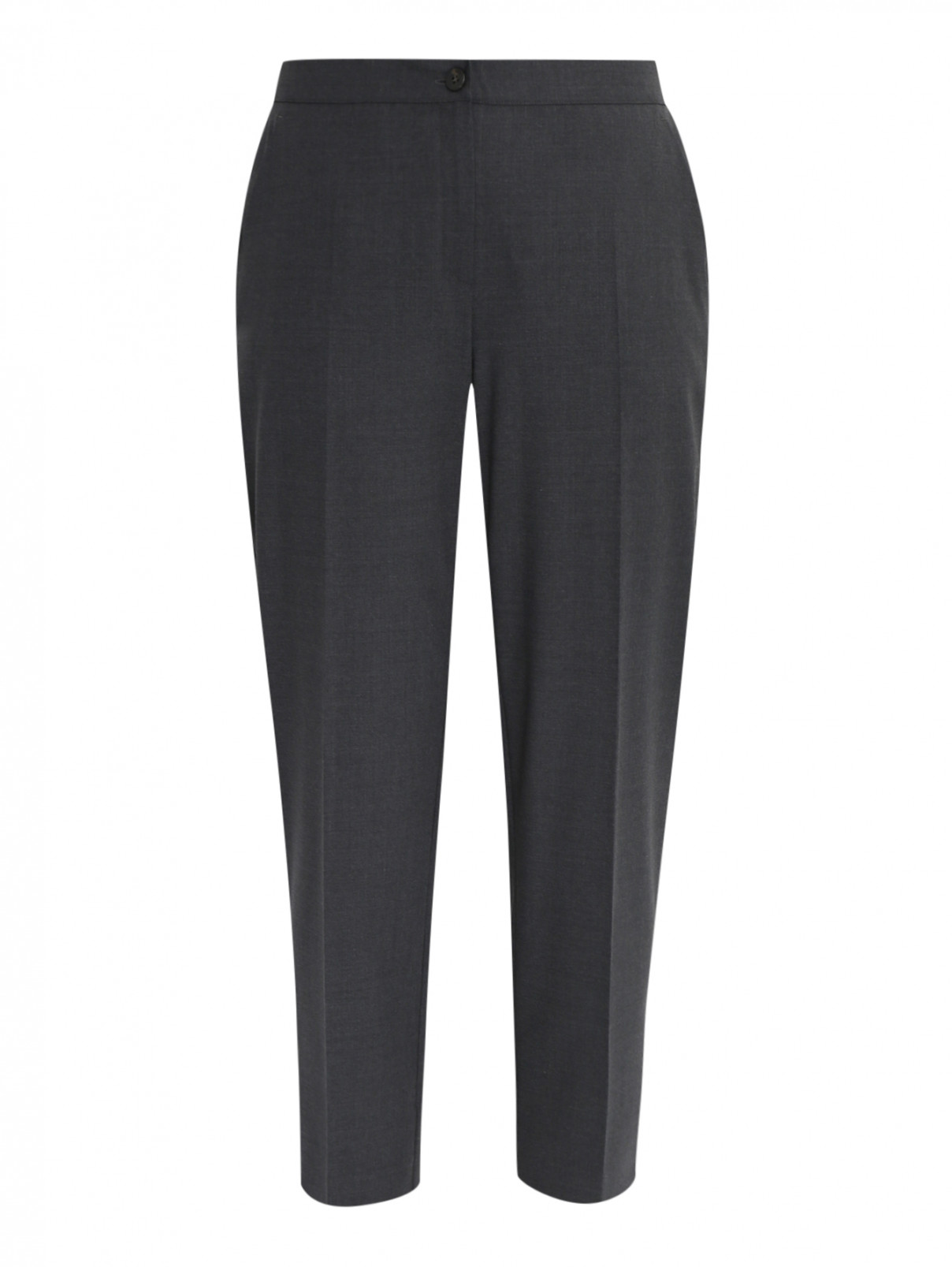 Укороченные брюки из шерсти Marina Rinaldi  –  Общий вид  – Цвет:  Серый