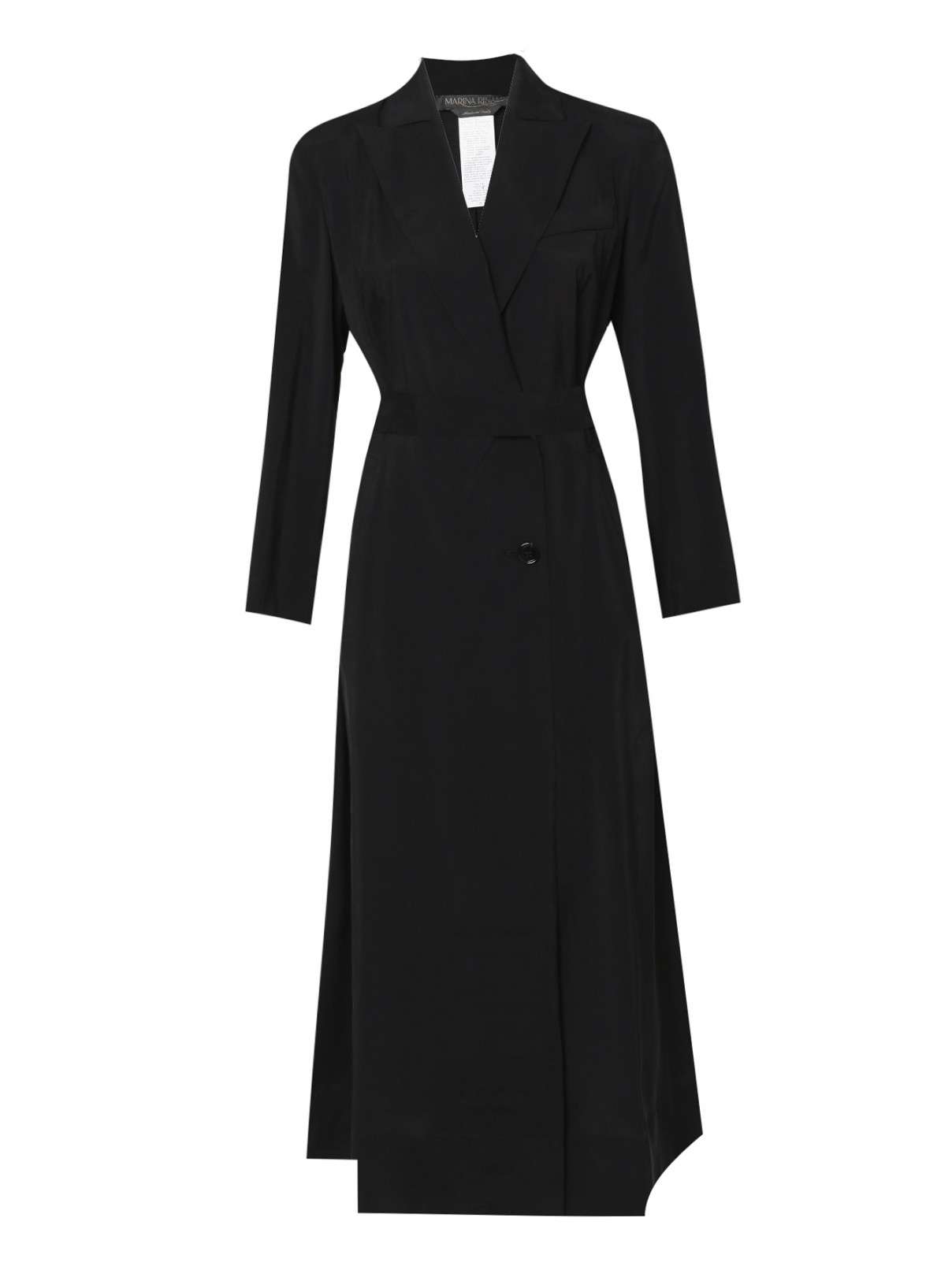 Пальто из вискозы на пуговицах с карманами Marina Rinaldi  –  Общий вид  – Цвет:  Черный