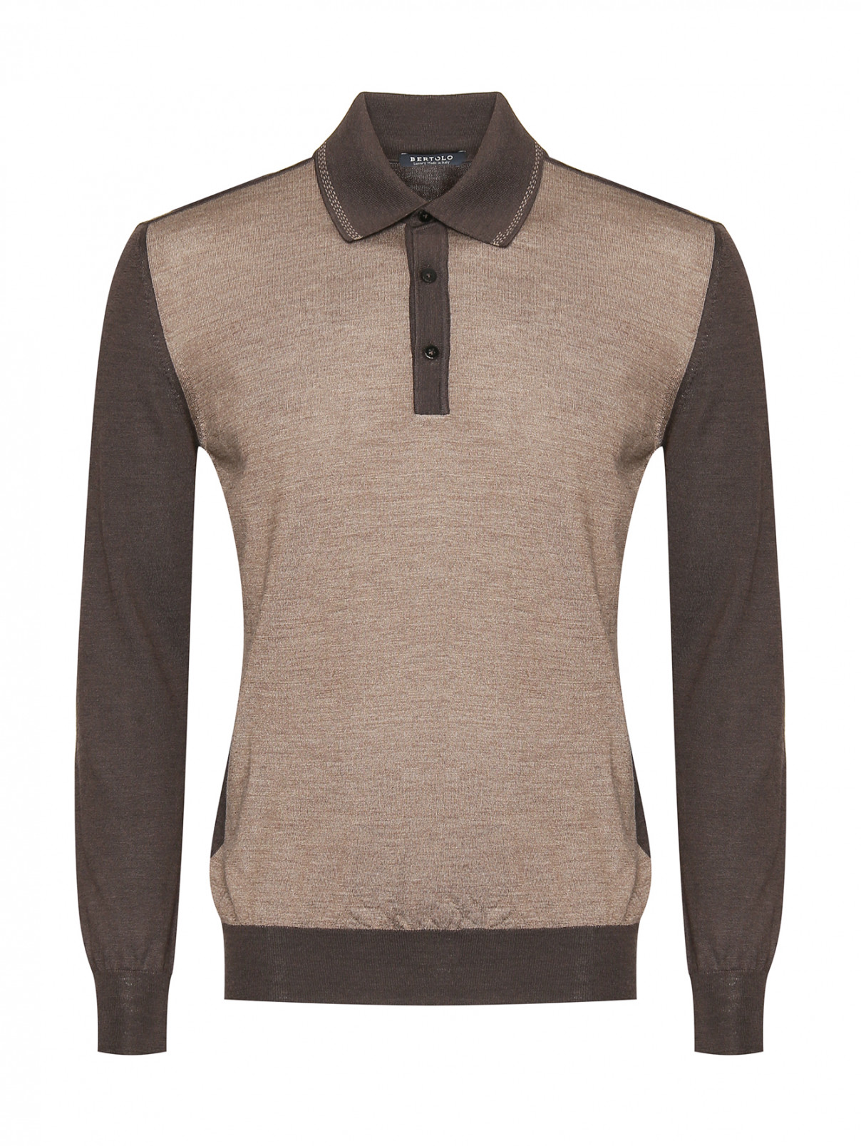 Пуловер с воротником-поло Bertolo  –  Общий вид  – Цвет:  Коричневый