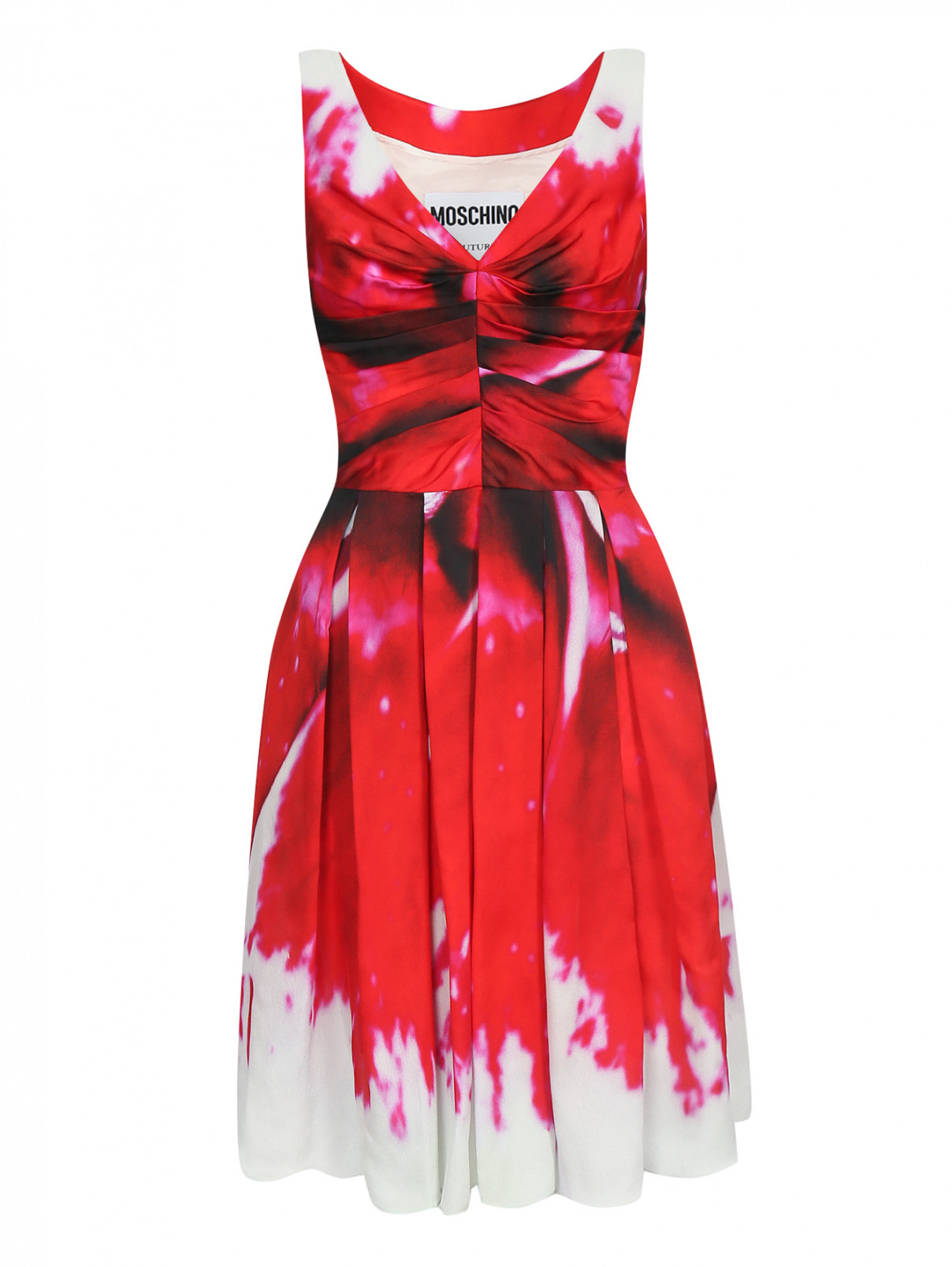 Платье-мини без рукавов с узором Moschino Couture  –  Общий вид  – Цвет:  Узор