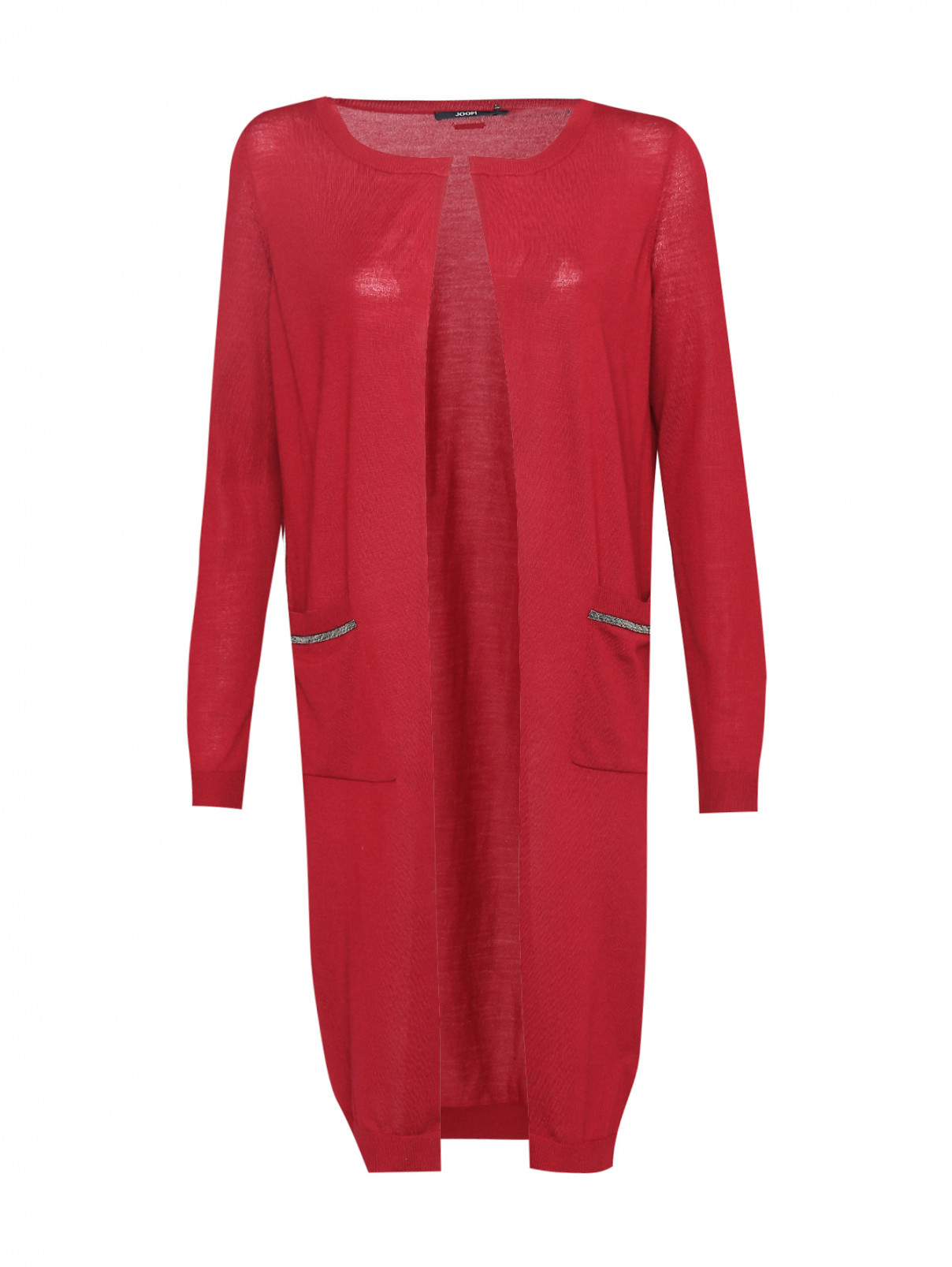 Кардиган из шерсти с карманами Joop  –  Общий вид  – Цвет:  Красный