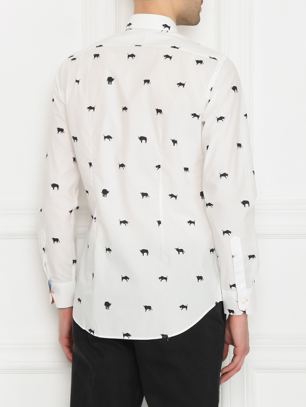 Рубашка из хлопка с узором Paul Smith  –  МодельВерхНиз1  – Цвет:  Белый