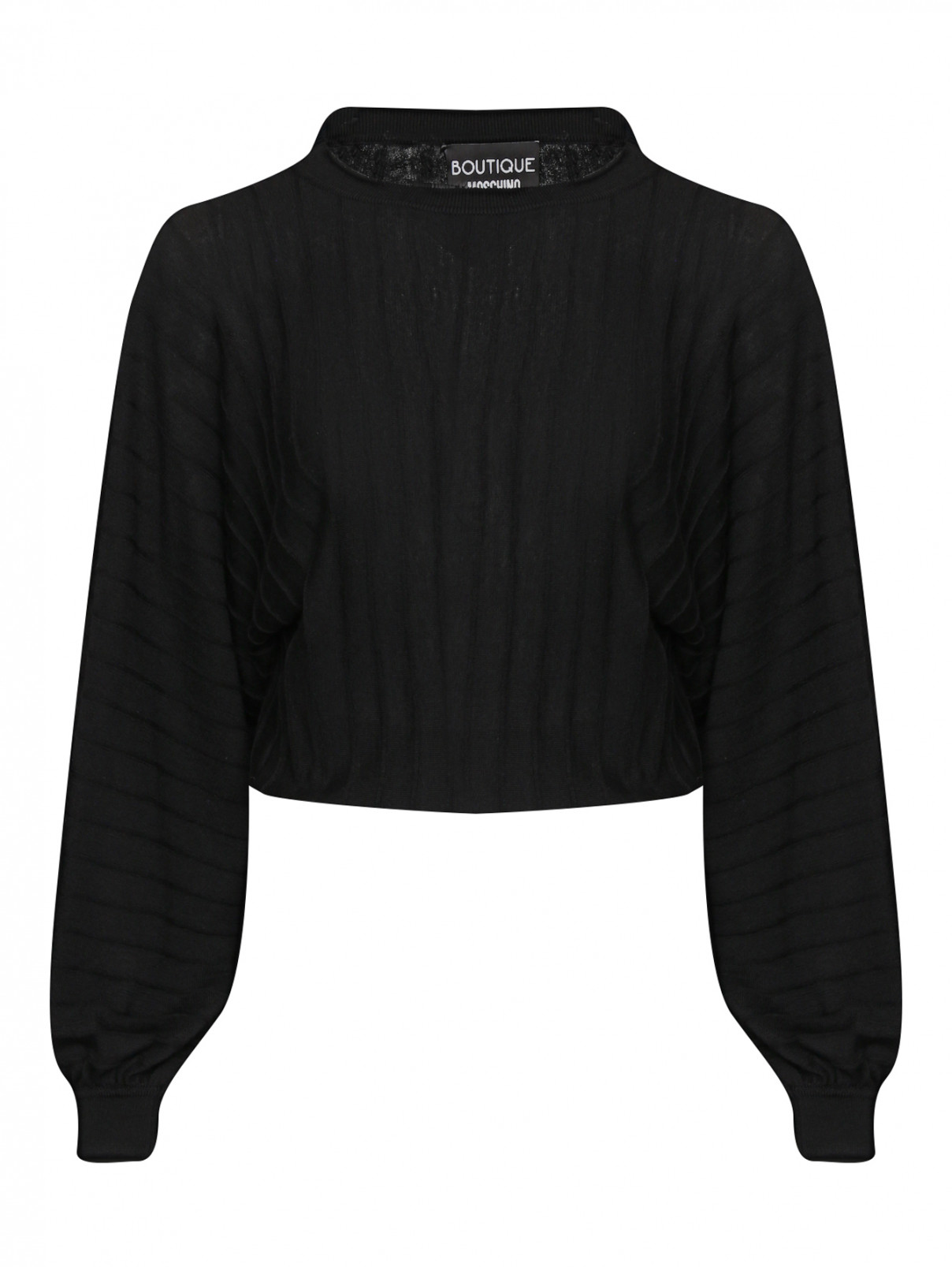Джемпер из шерсти свободного кроя Moschino Boutique  –  Общий вид  – Цвет:  Черный
