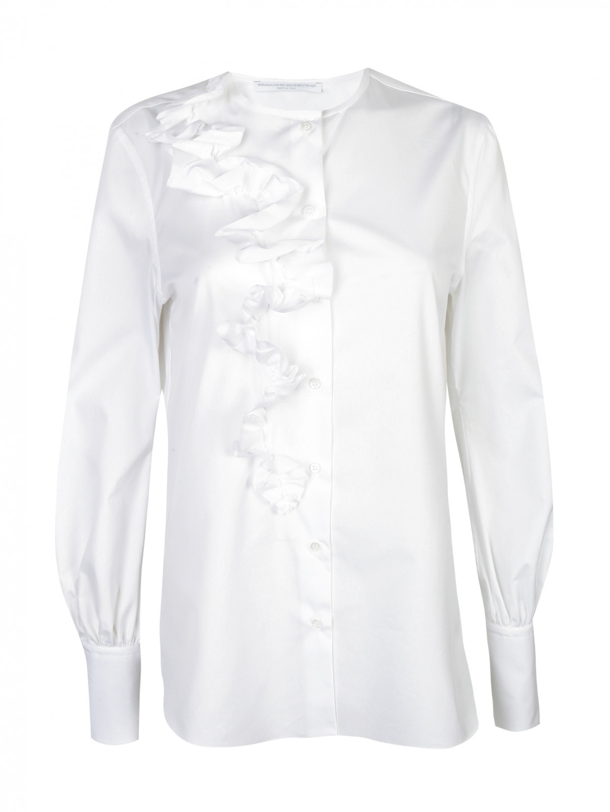 Блуза из хлопка с драпировкой Ermanno Scervino  –  Общий вид  – Цвет:  Белый