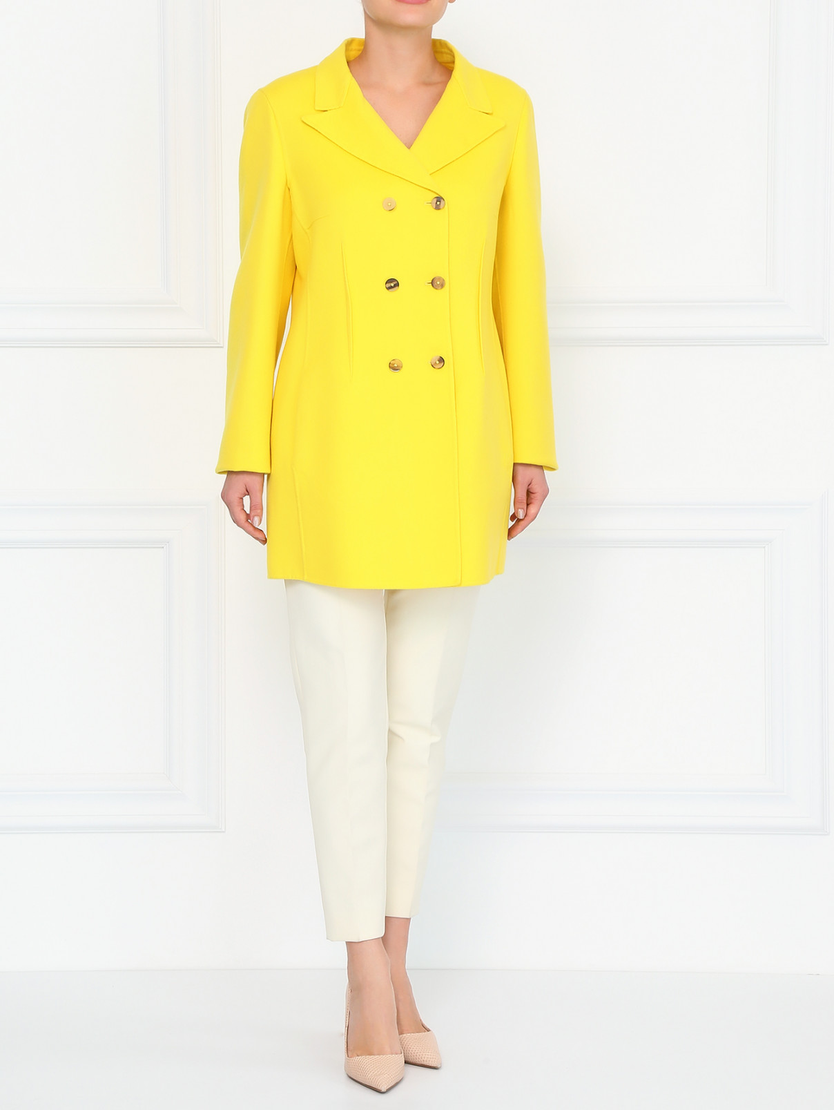 Пальто из кашемира Jil Sander  –  Модель Общий вид  – Цвет:  Желтый