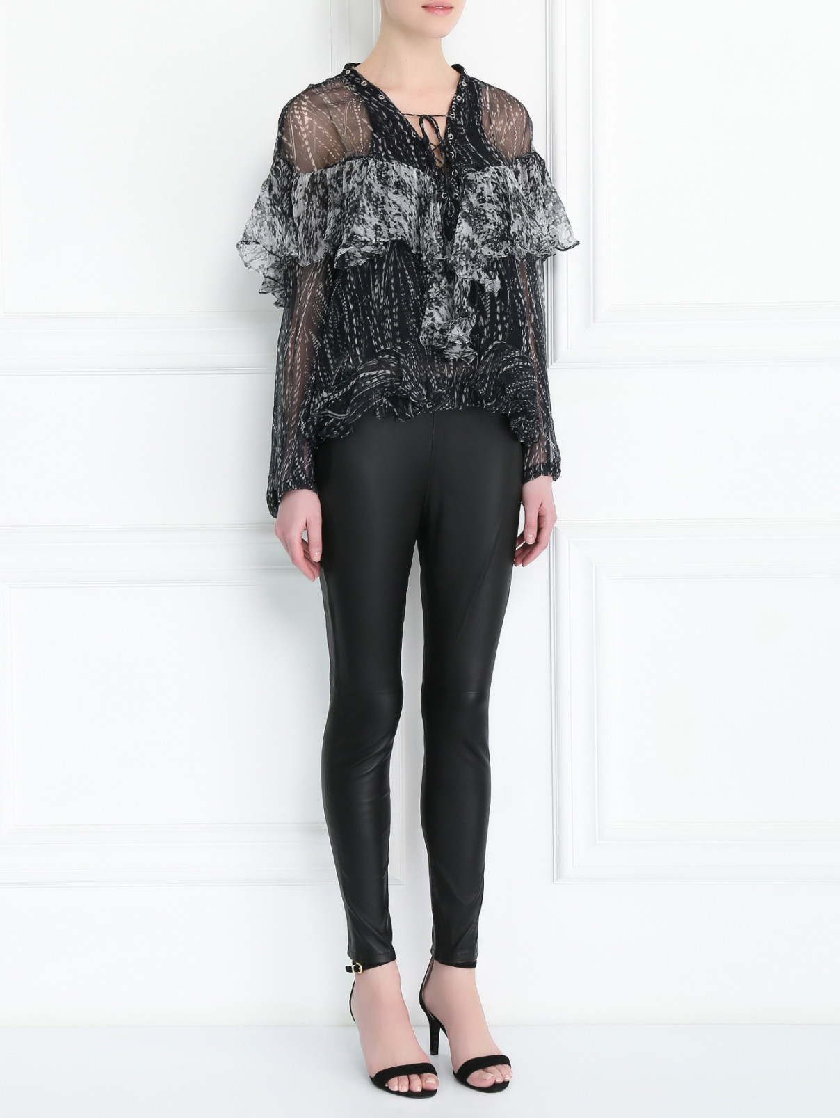 Узкие брюки из кожи Iro  –  Модель Общий вид  – Цвет:  Черный