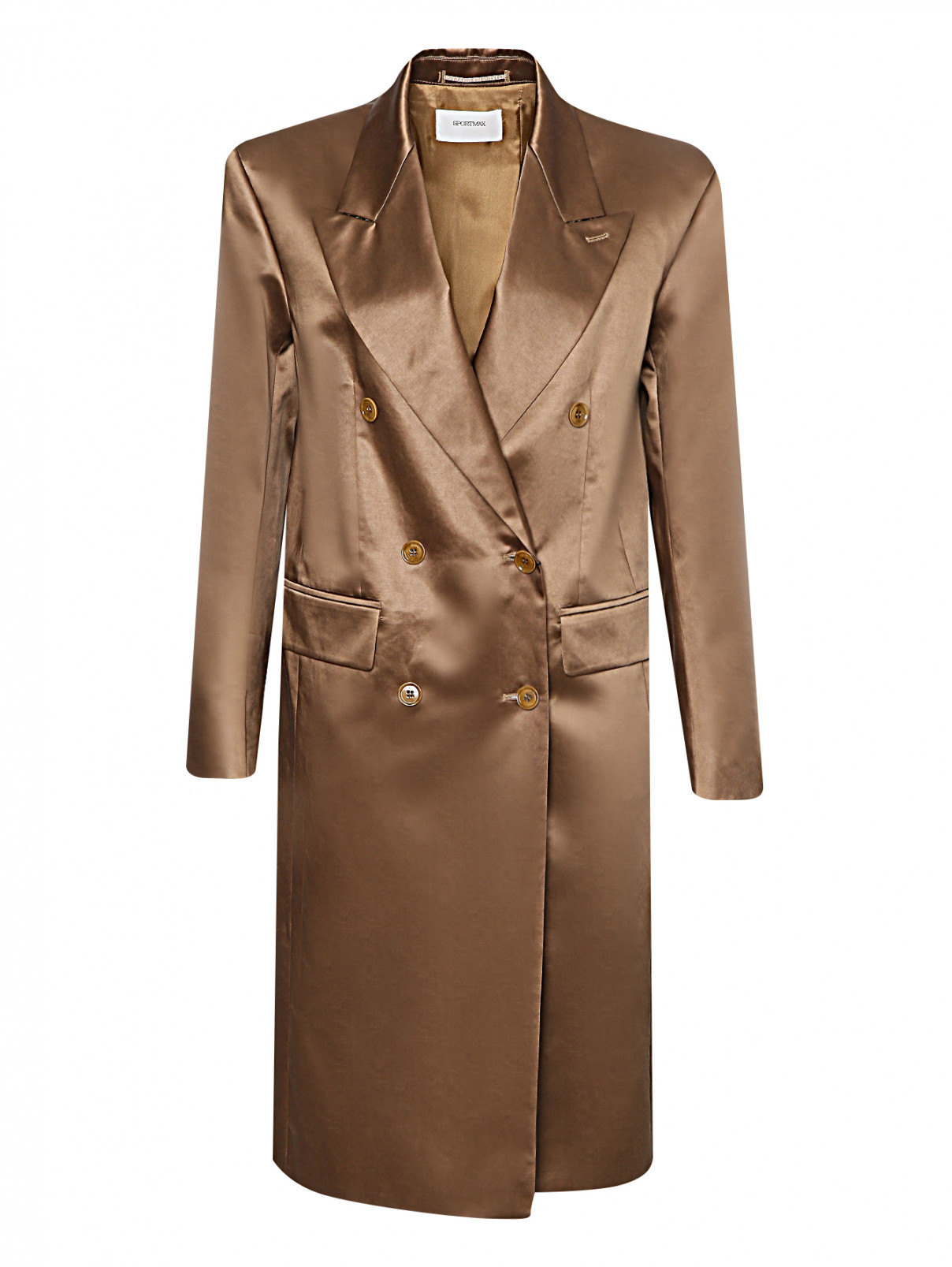Двубортное пальто из смешанного хлопка Sportmax  –  Общий вид  – Цвет:  Коричневый