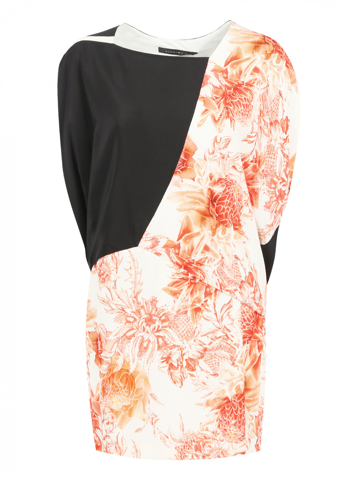Платье-мини свободного кроя из шелка с узором Barbara Bui  –  Общий вид  – Цвет:  Узор