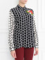 Контрастная блуза из шелка с объемной вышивкой Etro  –  Модель Верх-Низ